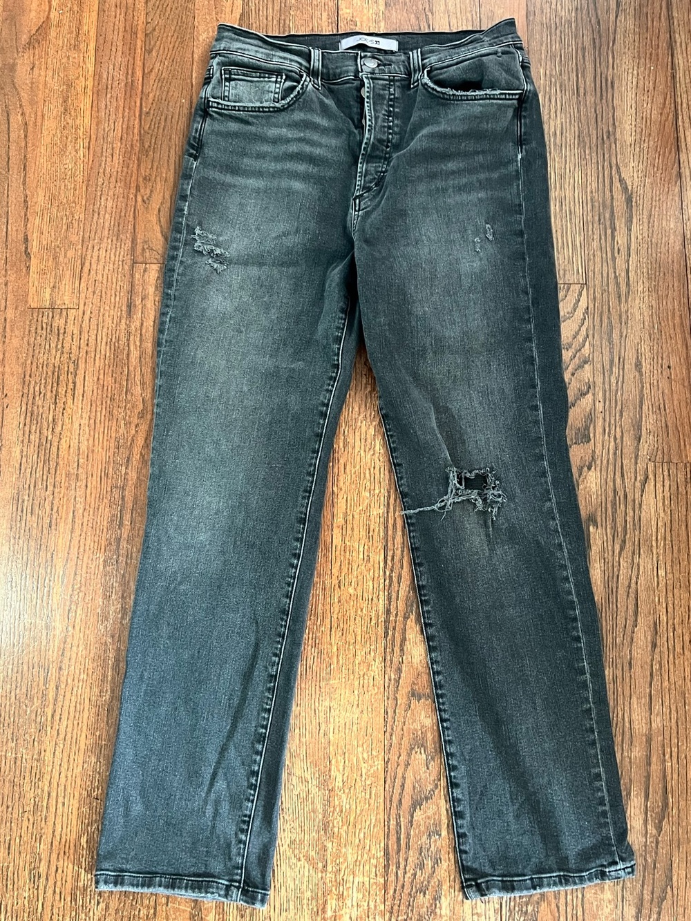 Joe's Jeans The OG Straight Ankle Jeans in Faye - Grey/Black Distressed